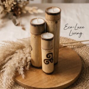 SET 3 VELAS DE BAMBÚ 30, 20, 25 CM