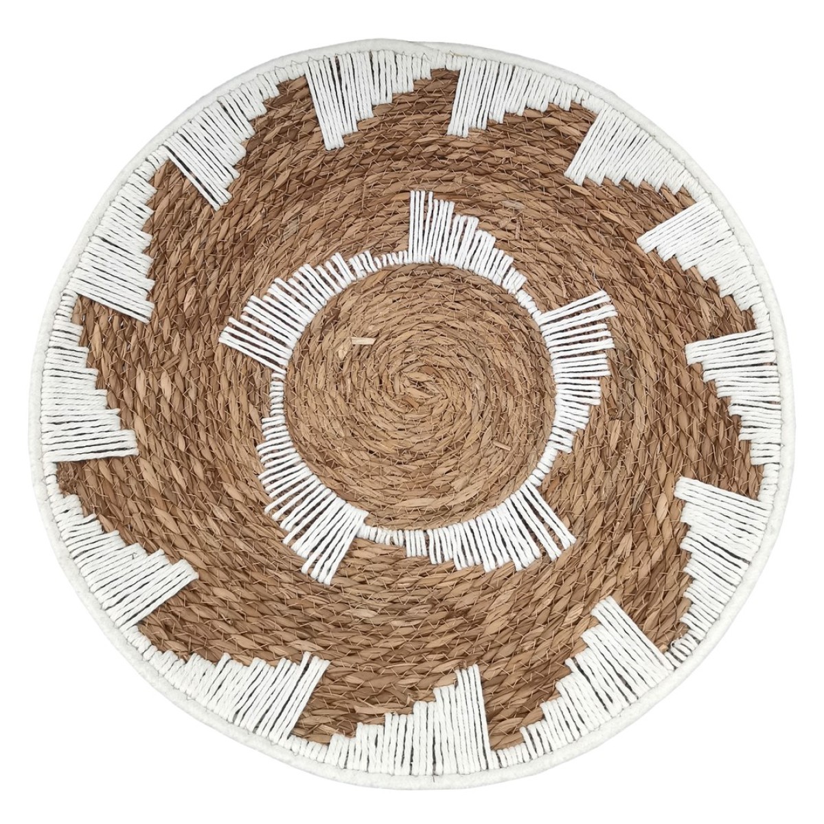 PLATO DECORATIVO DE PARED EN MIMBRE Y ALGODÓN 52cm - Imagen 4