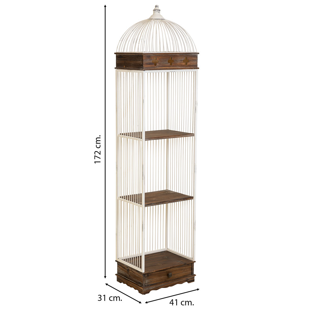 Estantería Jaula Vintage de Metal y Madera | 41x31x172 cm - Imagen 2