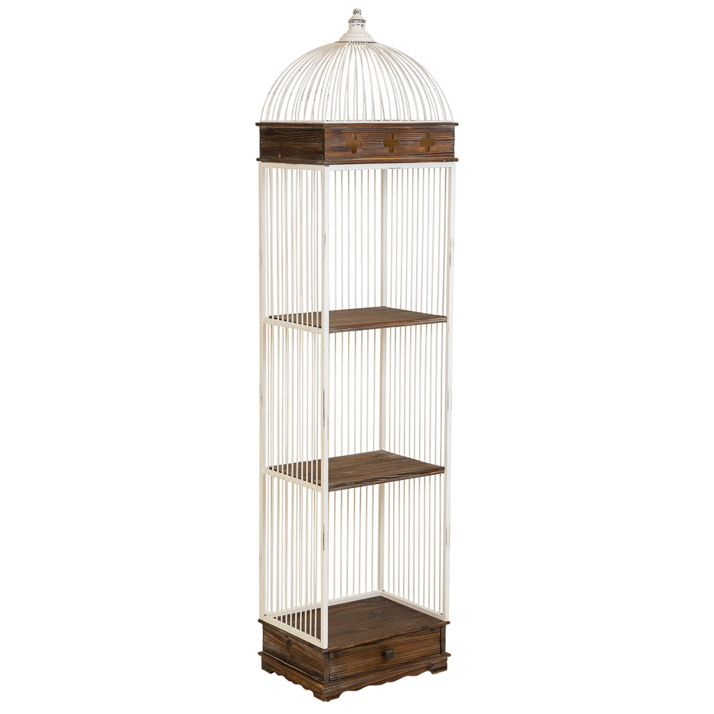 Estantería Jaula Vintage de Metal y Madera | 41x31x172 cm - Imagen 3