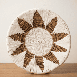 Plato Decorativo de Pared Sol de Fibra Natural y Cuerda
