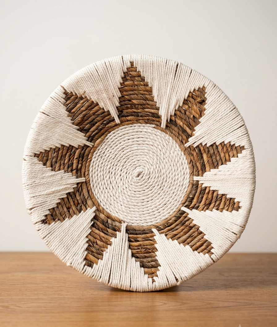 Plato Decorativo de Pared Sol de Fibra Natural y Cuerda