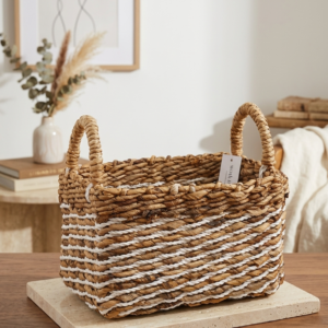 Cesta de Fibra Natural con Asas (34x27x21 cm)