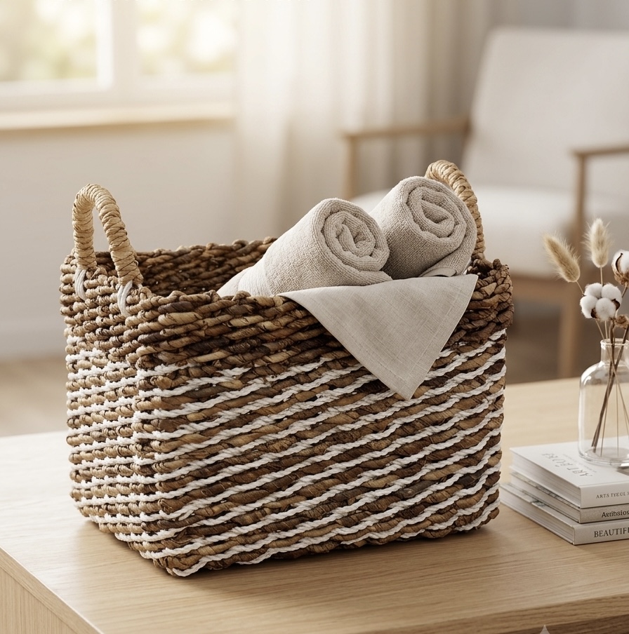 Cesta Rectangular de Jacinto de Agua (39x34x27 cm)