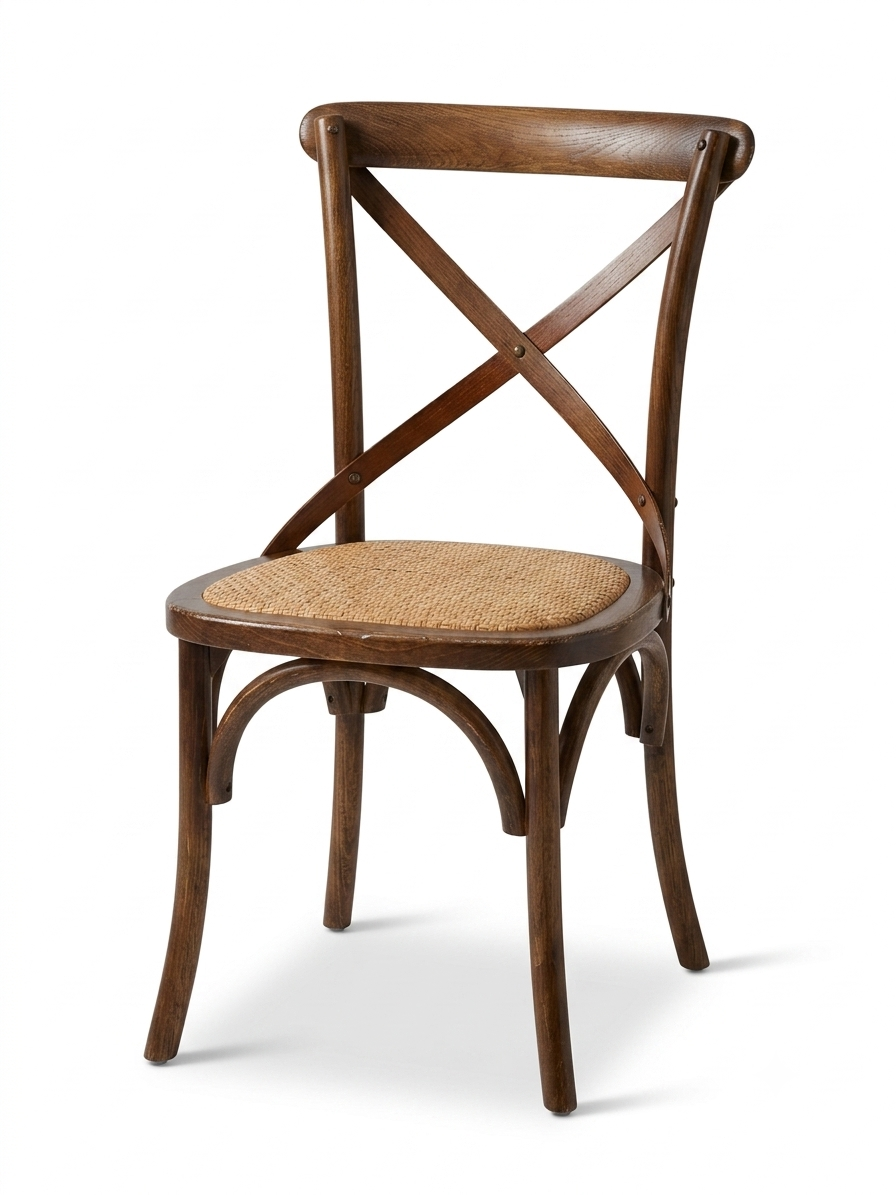 Silla de madera y asiento de ratán marrón 44x42x46/88 - Imagen 2