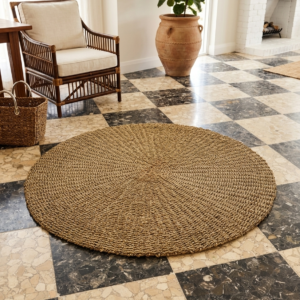 Alfombra Redonda de Fibra Natural Trenzada (120 cm)