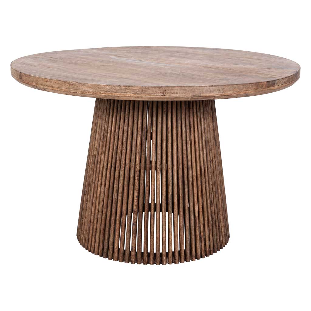 Mesa de madera artesanal marrón 120x120x76h cm - Imagen 2