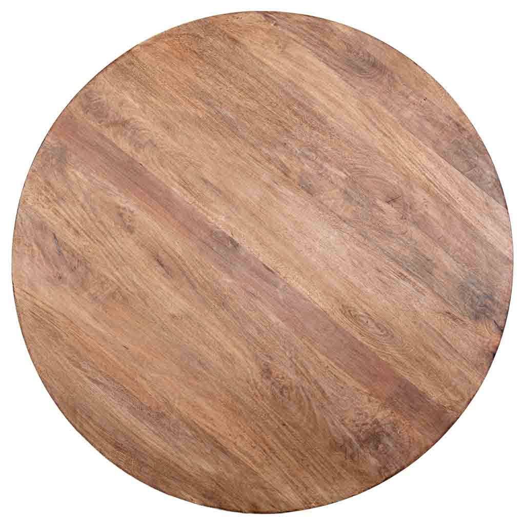 Mesa de madera artesanal marrón 120x120x76h cm - Imagen 3