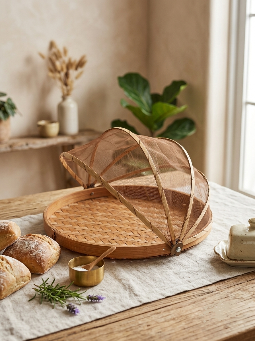 Panera de bambú con tapa 36 cm | Decoración natural