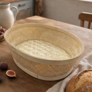 Cesta de Pan de Bambú Ovalada 33x24x11 cm