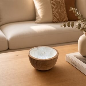 Cuenco de madera y nácar 9 cm | Decoración natural