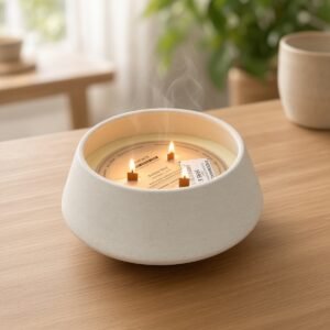 Vela aromática de vainilla con 3 mechas de madera
